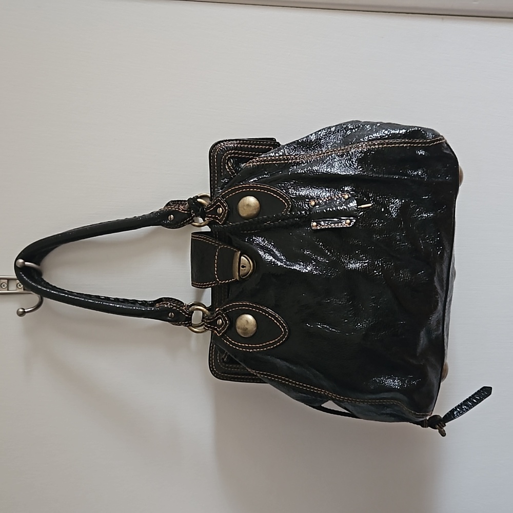 Cynthia Rowley Handbag Black Patent with Gold Accent Purse